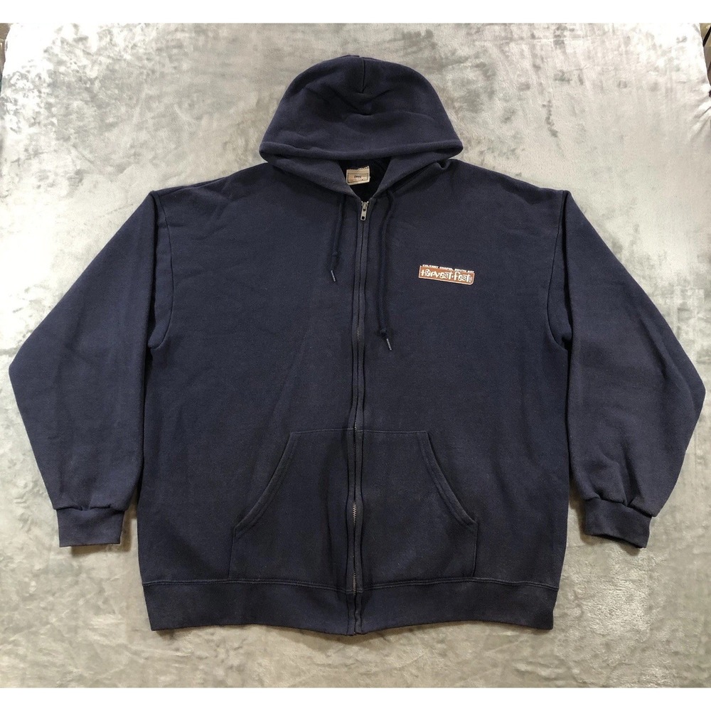 Vtg Harvest Fest Sweatshirt Men's 2XL Blue Full Zip Greg Laurie